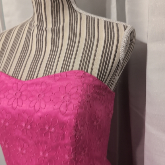 Lilly Pulitzer Payton Pop Of Pink Fit & Flare Strapless Embroidered Dress 10 - Picture 4 of 9